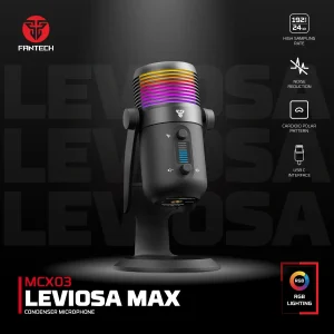 מיקרופון גיימינג חוטי למחשב דגם MCX03 שחור עם תאורת RGB מבית Fantech