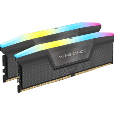 זכרון למחשב נייח Corsair Vengeance RGB DDR5 64GB 2X32 6200MHZ C32 kit BLK